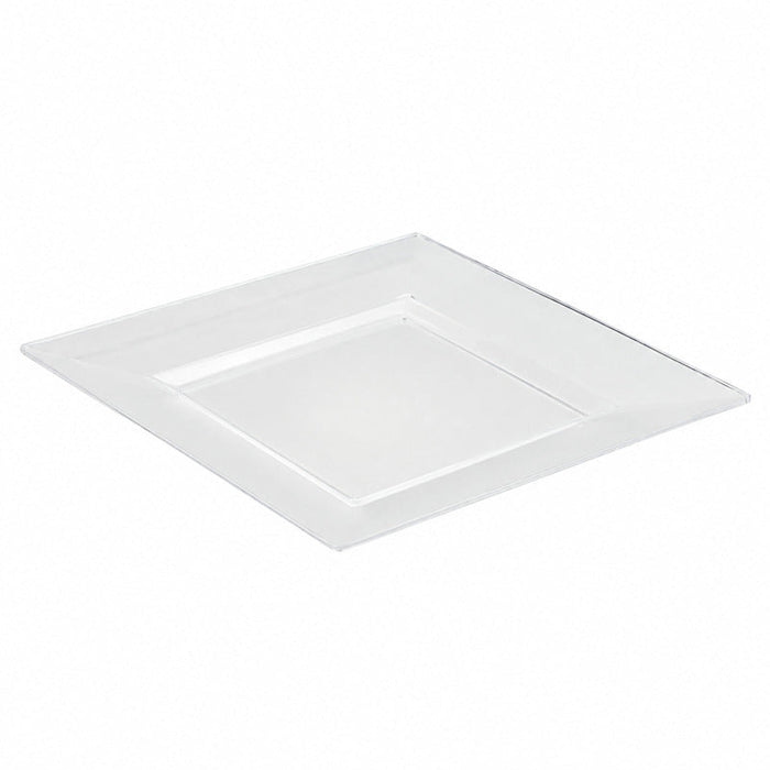 Assiette carrée réutilisable transparente - 28 cm x 28 cm - 10 unités