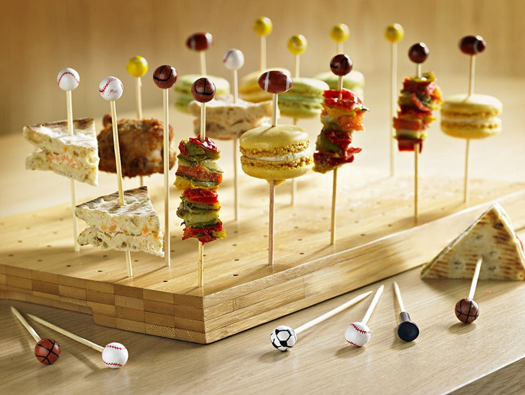 Bamboo pick with baseball design - 12 cm - 1000 pcs — Firstpack