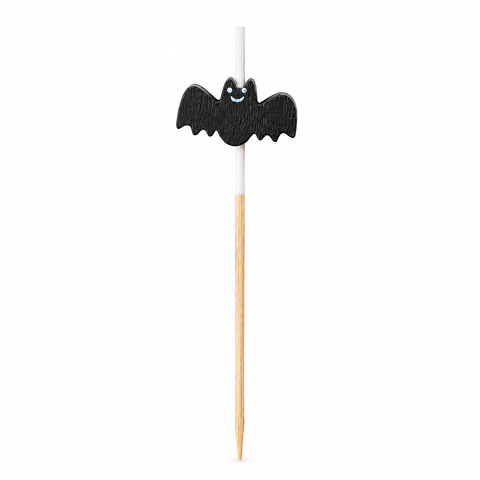Pique bambou décor chauve-souris noire - 10,5 cm