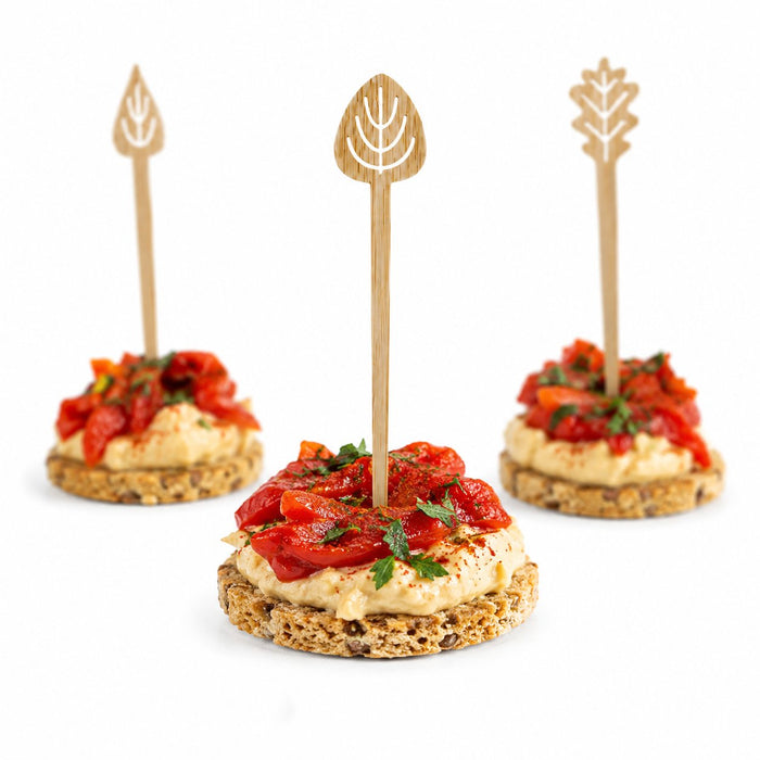 Pique bambou décor feuilles assorties - 10,5 cm - en situation