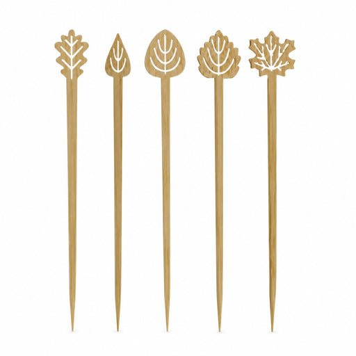 Pique bambou décor feuilles assorties - 10,5 cm