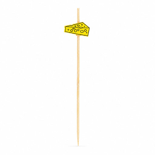 Pique bambou décor fromage jaune - 10 cm