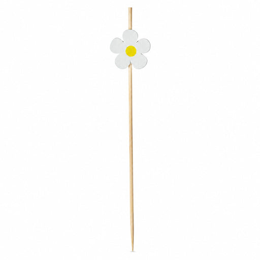 Pique bambou décor marguerite blanche - 10,5 cm