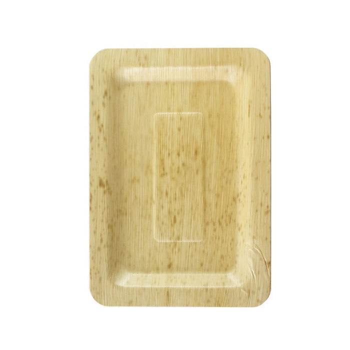 Assiette rectangulaire en feuille de bambou "Zebra" 20 cm x 14 cm x 1 cm - 10 unités