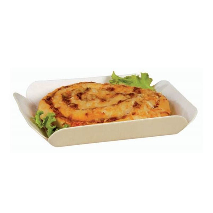 Barquette bois thermoformée avec film papier 16,5 cm x 13 cm H 3 cm - 400 unités