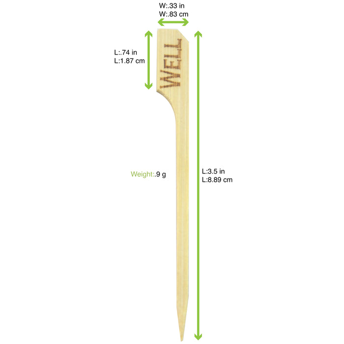 Pique steak bambou "Teppo Gushi" Well (bien cuit) - 9 cm - 100 unités