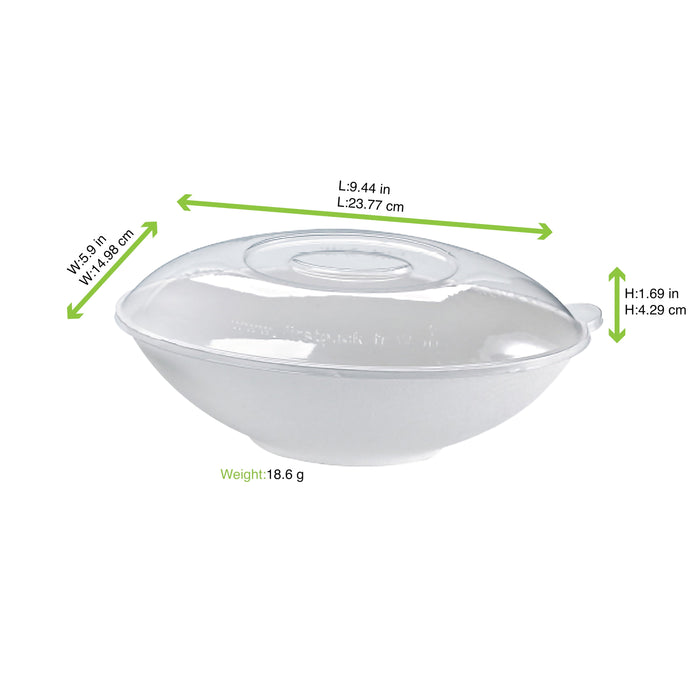 Couvercle PET transparent "BioNChic" 24 cm x 15 cm x 4,3 cm - Compatible avec 210BCHIC1000, 210BCHIC1000BR, 210BCHIC1000BRF - 250 unités