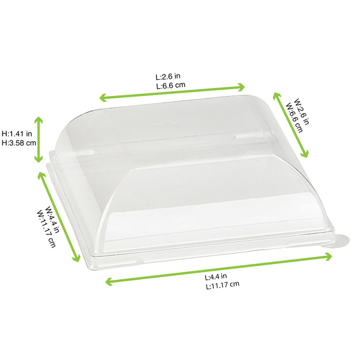 Couvercle PET transparent "BioNChic" 11,2 cm x 11,2 cm x 3,6 cm - Compatible avec 210BCHIC1111, 210BCHIC1111F - 100 unités