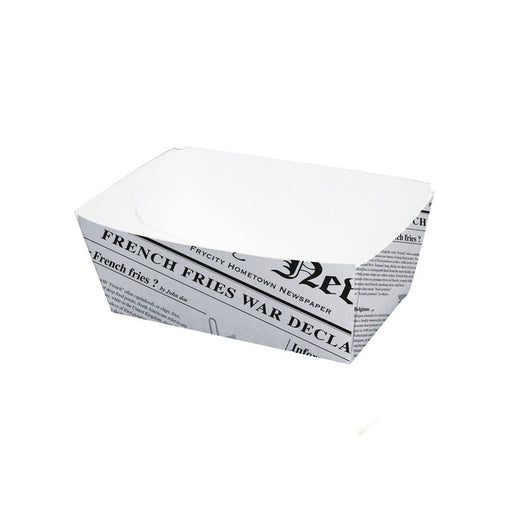 Barquette en carton blanc impression Journal 9 cm x 6 cm H 4 cm 300ml - 250 unités