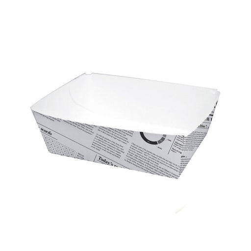 Barquette en carton blanc impression Journal 12 cm x 7 cm H 4,3 cm 510ml - 250 unités