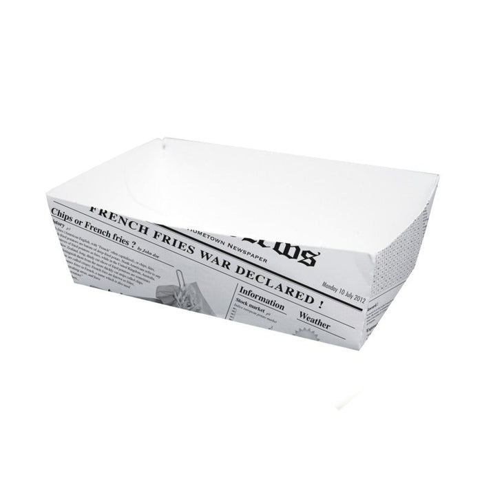 Barquette en carton décor journal 850 ml 15 x 9 x 5 cm - 100 unités