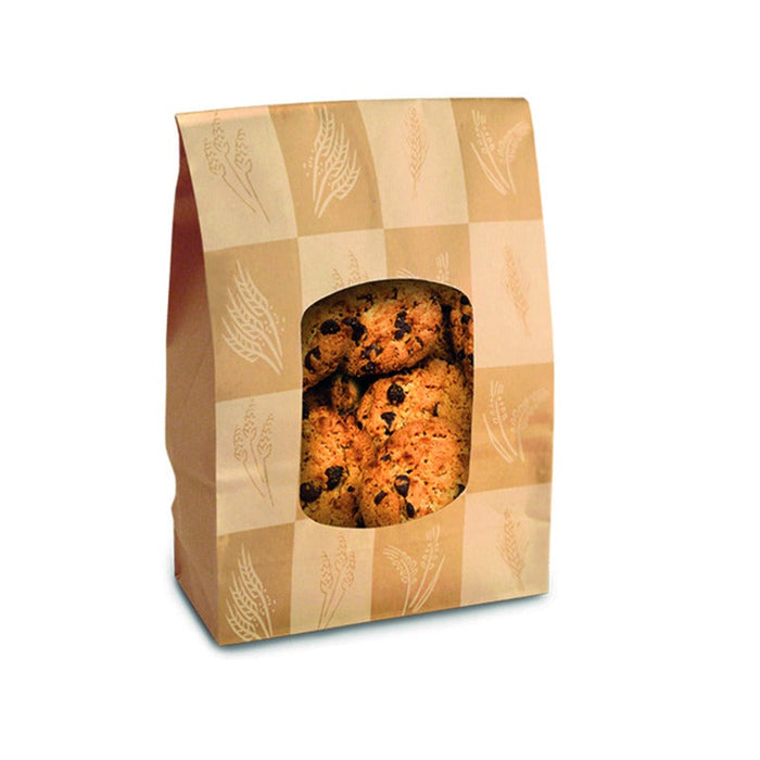 Sac SOS papier brun à fenêtre et attache pliante métallique "Ecokraft" 12 cm x 6 cm x 24 cm - 500 unités