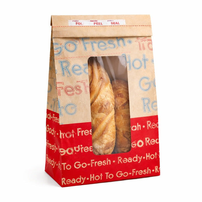 Sac SOS papier brun renforcé à fenêtre "Ecokraft" 15,3 cm x 11 cm x 28,5 cm - 500 unités
