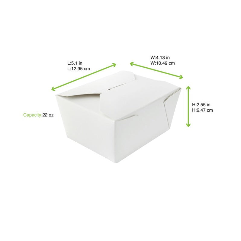 White cardboard meal box - 650 ml - 13 cm x 10.5 cm x 6.5 cm - 450 pcs ...