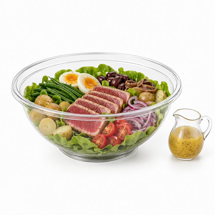 Saladier rond en PET transparent - 4500 ml - Ø 30,5 cm - H 11,6 cm - 36 unités