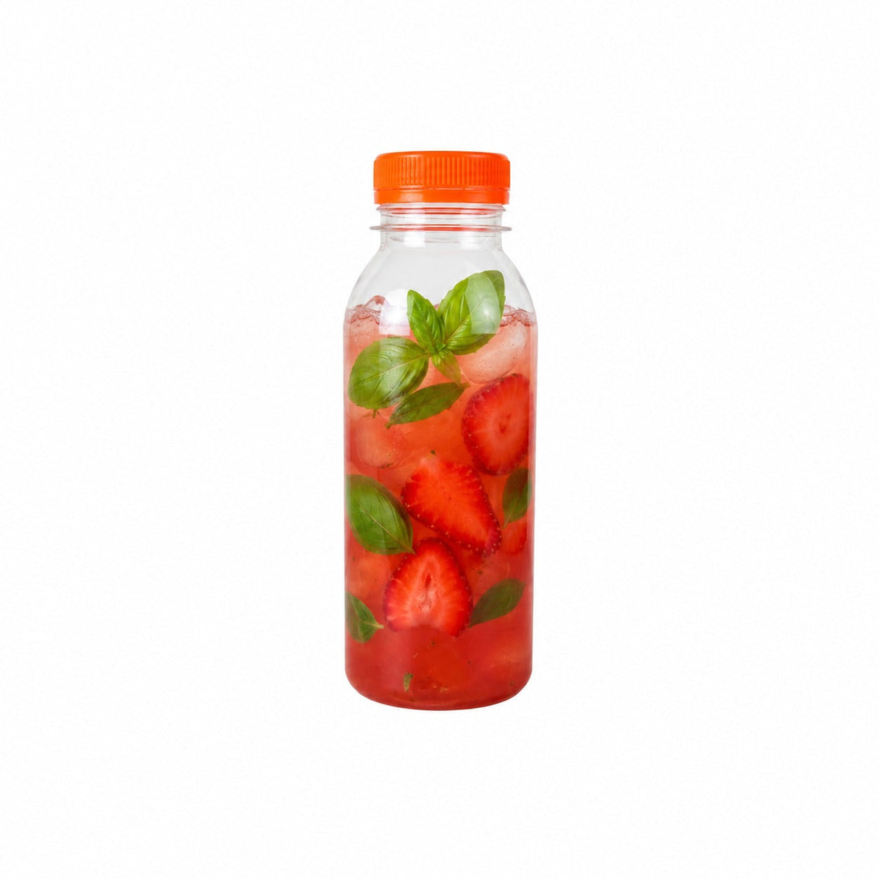 Clear PET plastic bottle with attached orange cap - 250 ml - Ø 5.6 cm ...