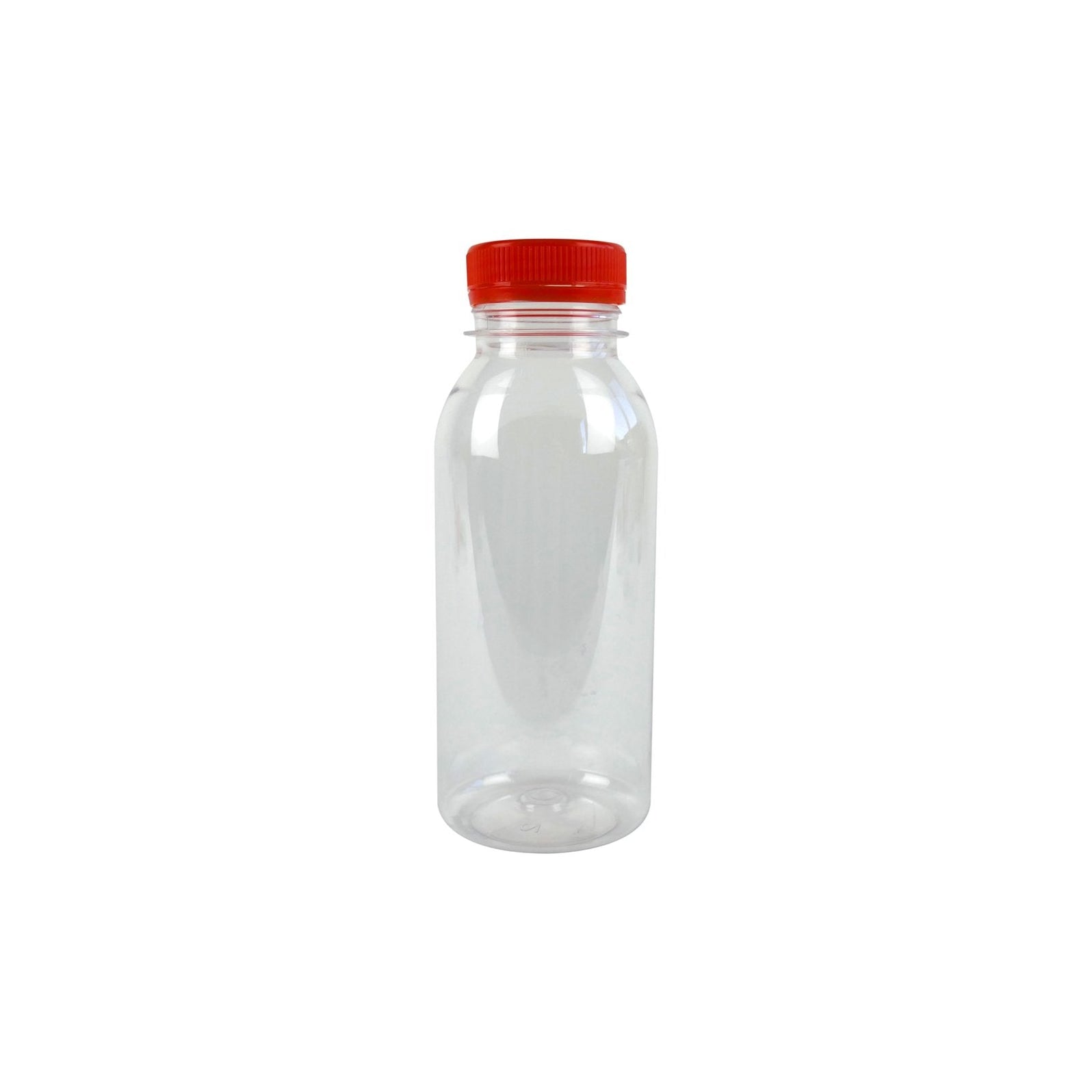 Clear PET plastic bottle with attached orange cap - 250 ml - Ø 5.6 cm ...