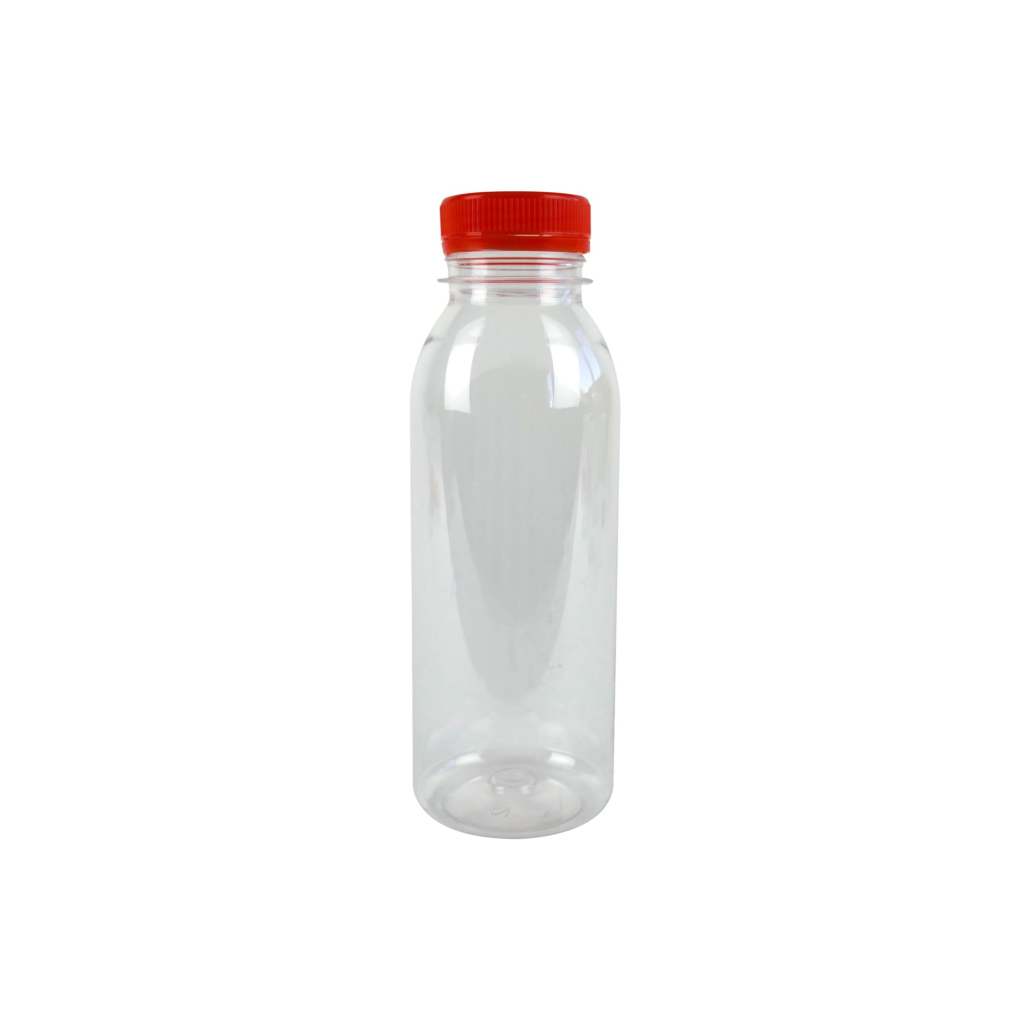 Clear PET plastic bottle with attached orange cap - 330 ml - Ø 6.1 cm ...