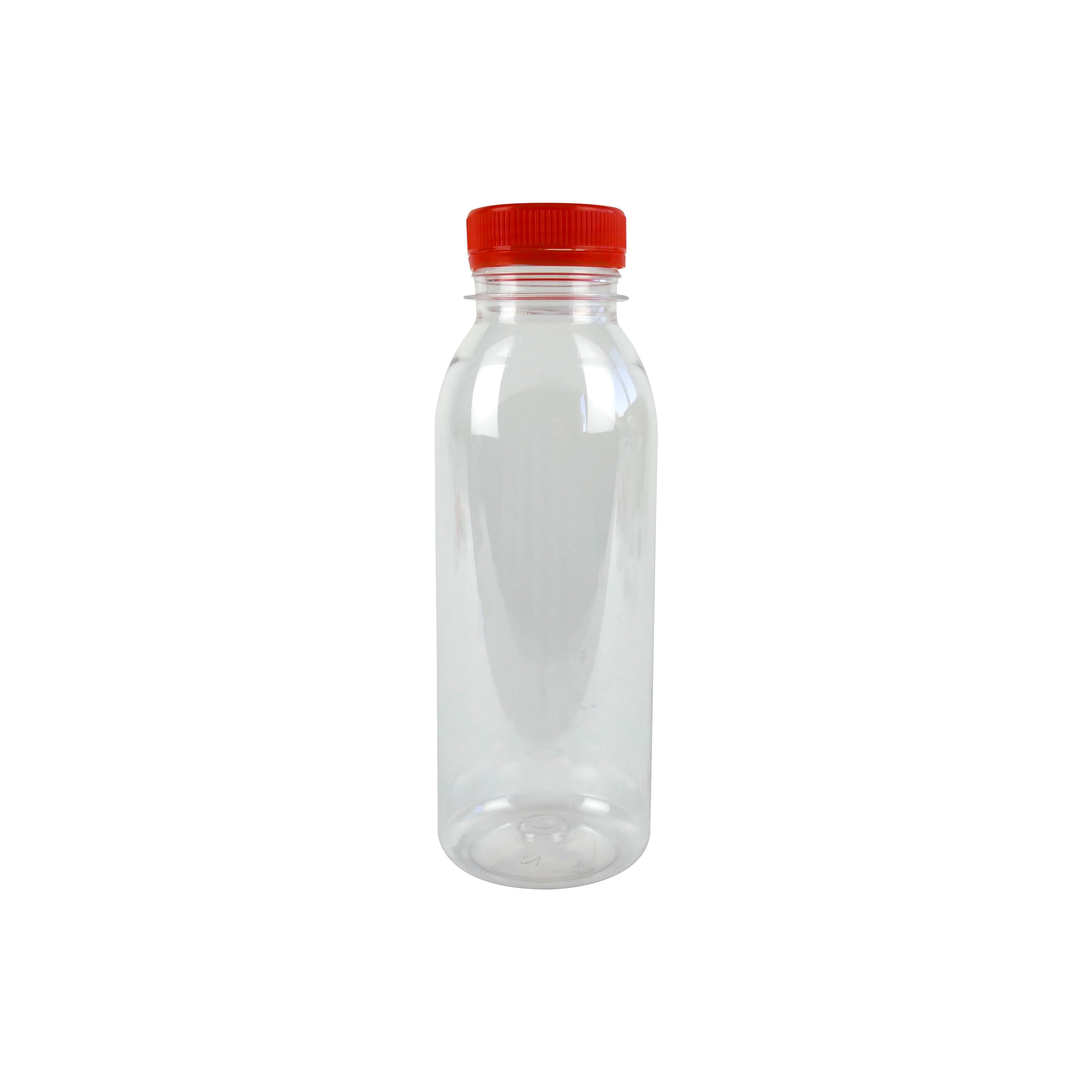 Clear PET plastic bottle with attached orange cap - 330 ml - Ø 6.1 cm ...