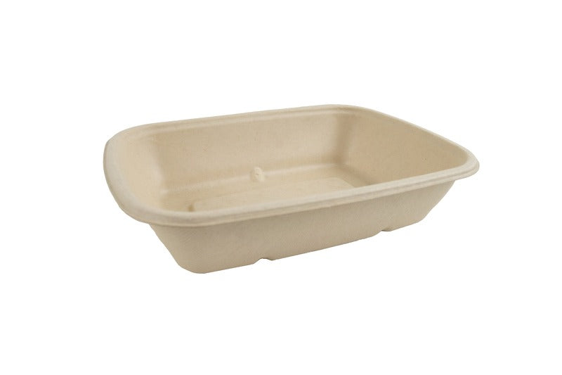 Plateau pulpe rectangulaire brun 1000 ml 21,5 cm x 15,8 cm x 5 cm - 50 unités