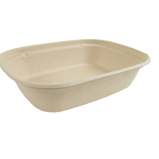 Plateau scellable pulpe rectangulaire brun laminé PLA 850 ml 22 cm x 17 cm x 5,3 cm - 50 unités