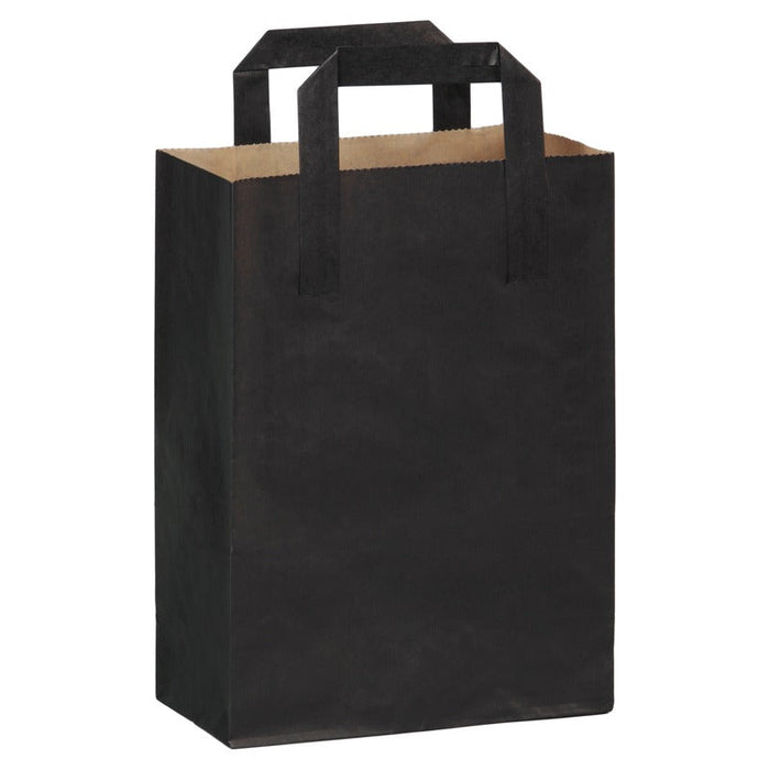 Tragetasche aus schwarzem Kraftpapier - 17,5 cm x 9 cm x 23 cm - 500 Stück