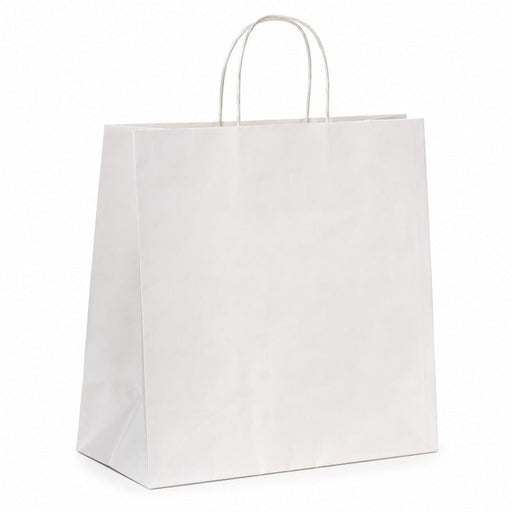 Sac cabas papier blanc poignées ficelles 28 cm x 12 cm x 31 cm - 200 unités