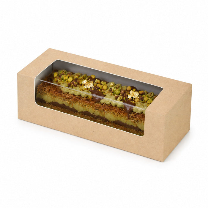Boîte carton à fenêtre PET pour éclair ou macaron 150x60mm H50mm - 50 Pcs