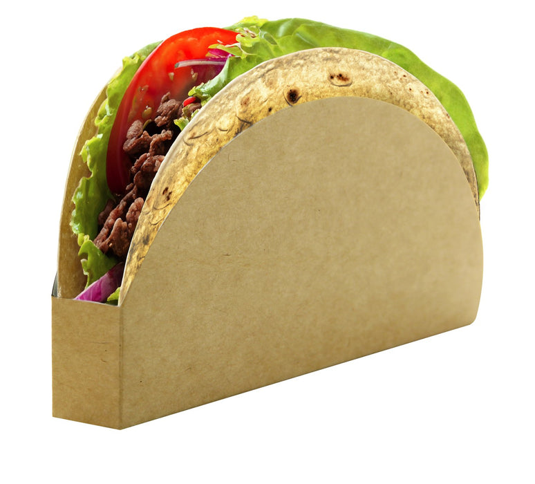 Etui tacos carton kraft et blanc - 15 cm x 7 cm x 2 cm - en situation