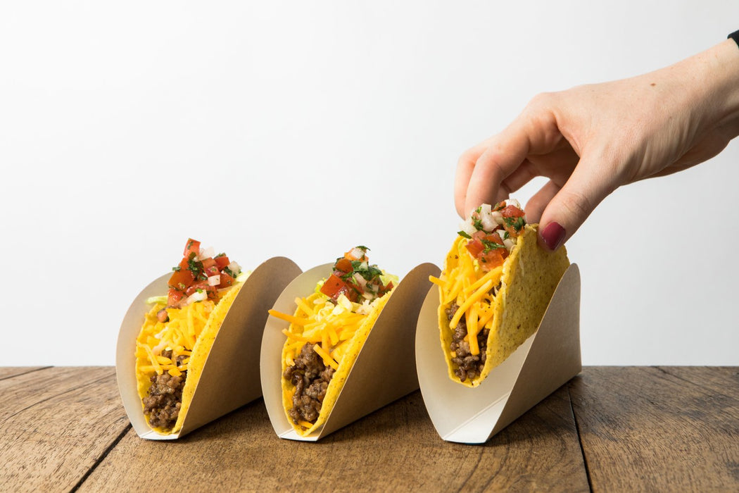 Etui tacos carton kraft et blanc - 15 cm x 7 cm x 2 cm - ambiance