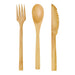 Kit couverts bambou 3/1: couteau fourchette cuillère, emballage transparent 16 cm - 50 unités