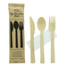 Kit couverts 17 cm bambou "Anji" 4/1: couteau fourchette cuillère serviette, emballage kraft - 100 unités