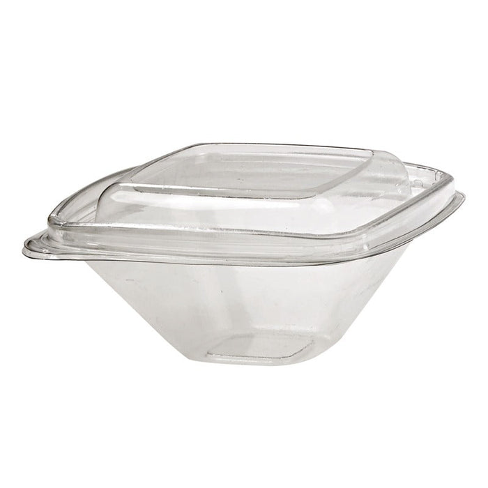 Pot Deli carré PET transparent avec couvercle 250 ml 12,8 cm x 12,8 cm x 5,5 cm - 50 unités