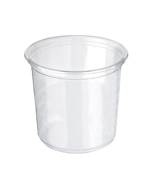 Pot Deli rond PET transparent avec couvercle rentrant de contenance 960 ml - 25 unités