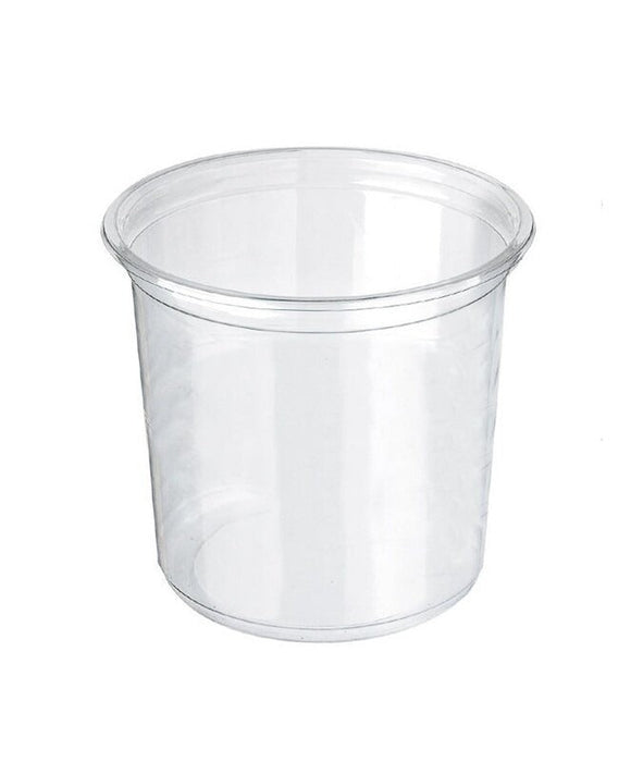 Pot Deli rond PET transparent avec couvercle rentrant de contenance 960 ml - 25 unités