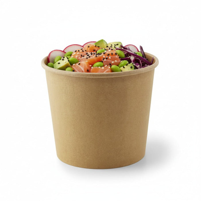 Pot "Deli" rond en carton kraft 700 ml - Ø 11,4 cm - H 9,8 cm - 50 unités