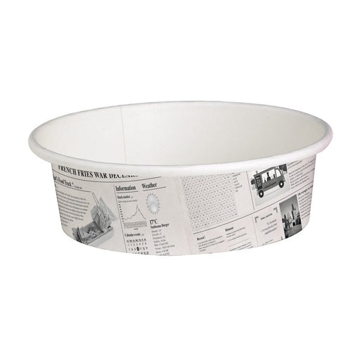 Pot "Deli" rond en carton décor Journal 360 ml - Ø 11,4 cm - H 5,4 cm - 50 unités