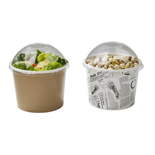 Pot "Deli" rond en carton décor brun 480 ml - Ø 11,4 cm - H 7,2 cm - 50 unités
