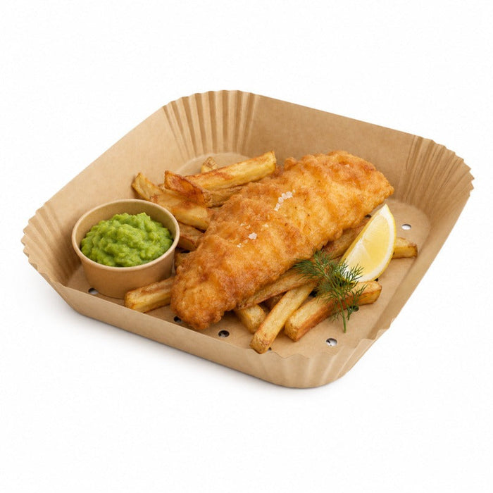 Moule à friture perforé carré kraft 20 cm x 20 cm H 4,5 cm - 100 unités