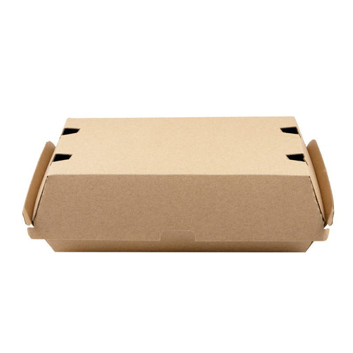 Boîte burger carton kraft brun microcannelé 22,5 cm x 12,5 cm x 8,2 cm - 25 unités