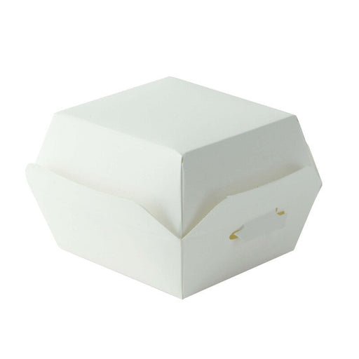 Mini boîte burger en carton blanc 7 cm x 7 cm x 5 cm - 50 unités