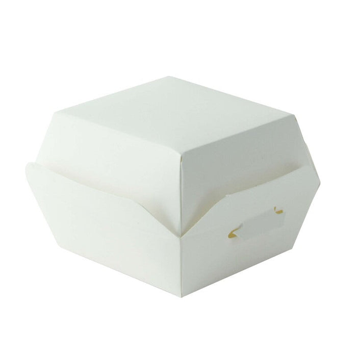 Mini boite burger en carton blanc 8 cm x 7,5 cm x 5 cm - 25 unités