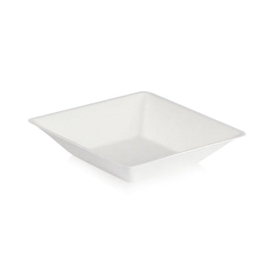 Assiette carrée blanche en pulpe "eco-design" 13 cm x 13 cm H 2,8 cm 250ml - 100 unités