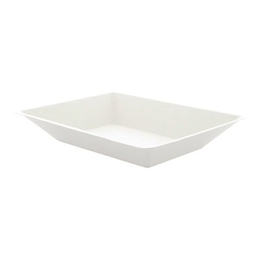 Assiette rectangulaire blanche en pulpe "Eco-Design" - 17 cm x 13 cm x 2,8 cm - 50 unités