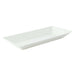 Assiette rectangulaire blanche en pulpe - 26 cm x 13 cm x 2,8 cm - 50 unités