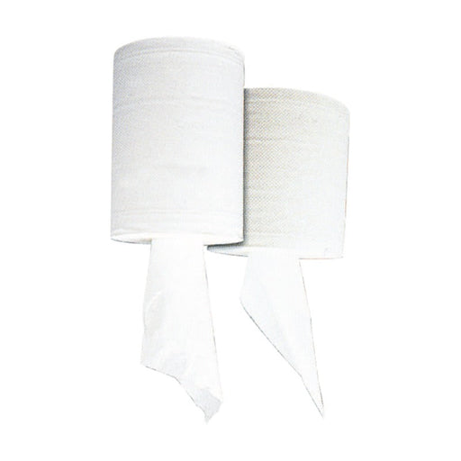 Bobine d'essuyage blanc 2 plis à devidage central - Ø 18 cm - 6 unités