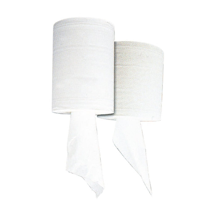Bobine d'essuyage blanc 2 plis à devidage central - Ø 18 cm - 6 unités