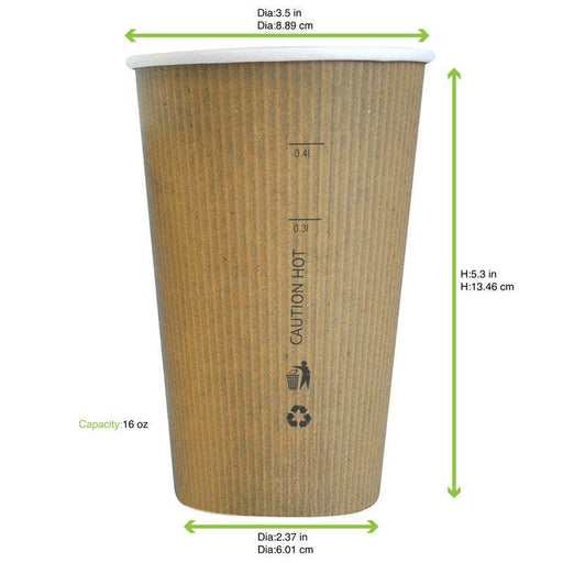Gobelet carton PLA "Nature Cup" - 450 ml - Ø 9 cm - H 13,2 cm - 50 unités