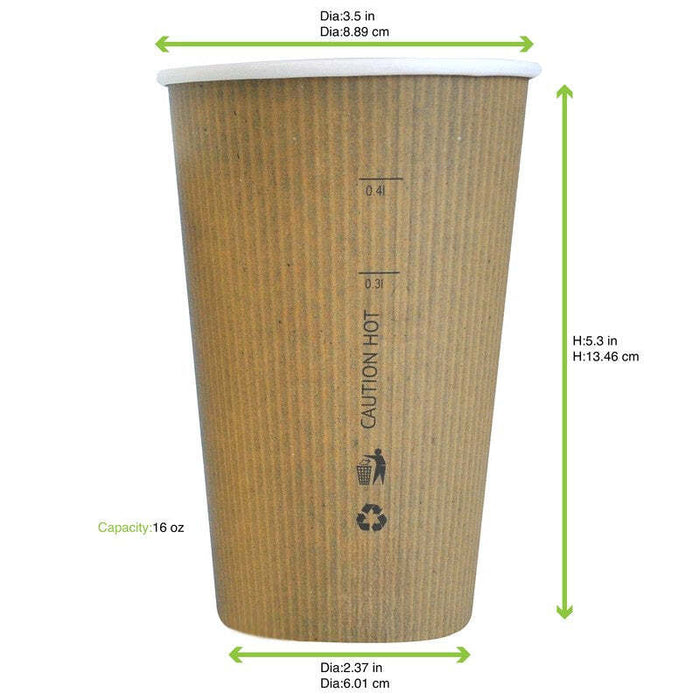Gobelet carton PLA "Nature Cup" - 450 ml - Ø 9 cm - H 13,2 cm - 50 unités
