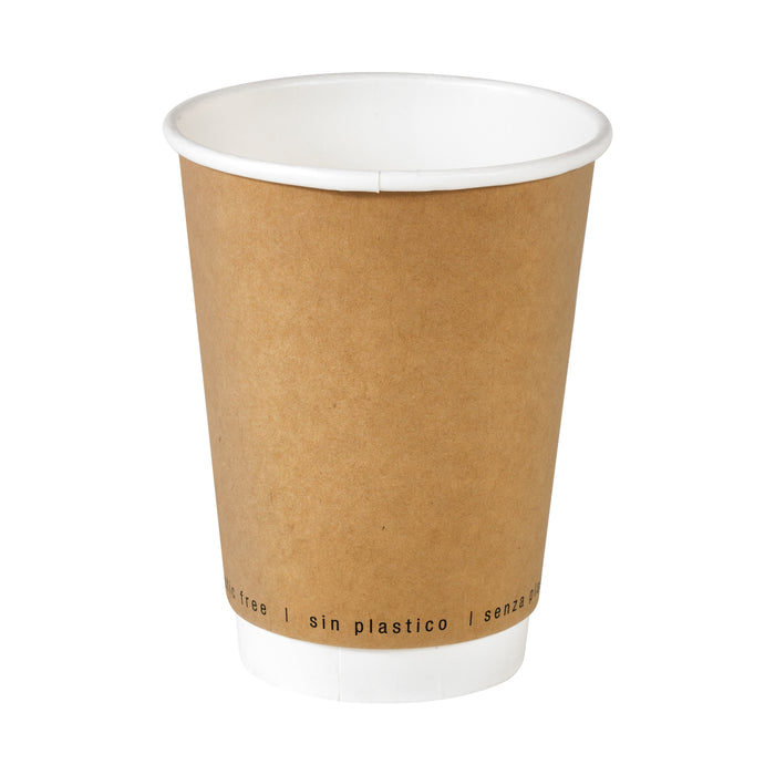 Double-walled plastic-free kraft paper cup - 350 ml - Ø 9 cm - H 11 cm - 500 pcs